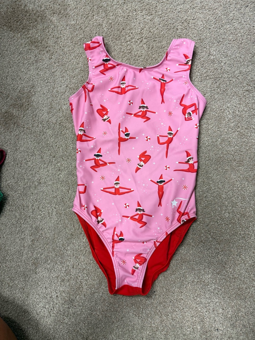 Like New Girls Pink Elf-Print Leotard